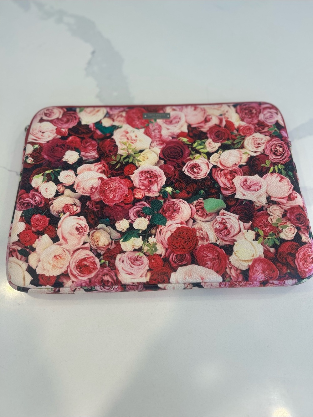kate spade Rose Print Leather Laptop Sleeve